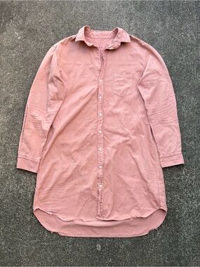 Frank & Eileen Mary Shirt Dress Women’s Med Desert Pink Distressed Long Sleeve